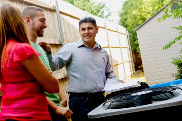 AC Technician with Customers